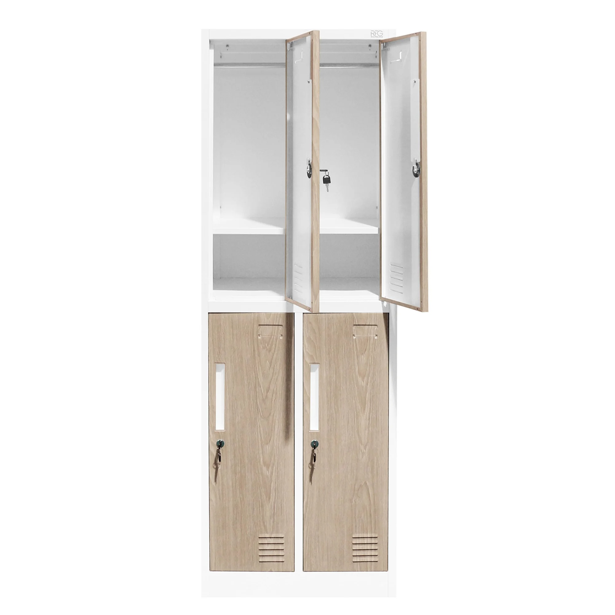 Метален гардероб 4 отделения RFG 900/450/1850 кехлибарен дъб-бяло